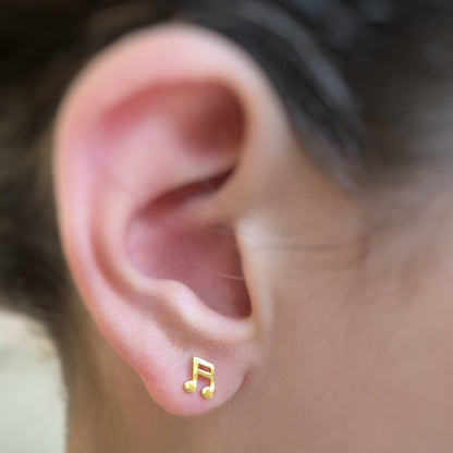 Music Note Stud Earrings - 18ct gold plated