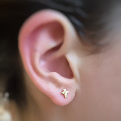 Signature Cross Stud Earrings - 14ct Gold Plated