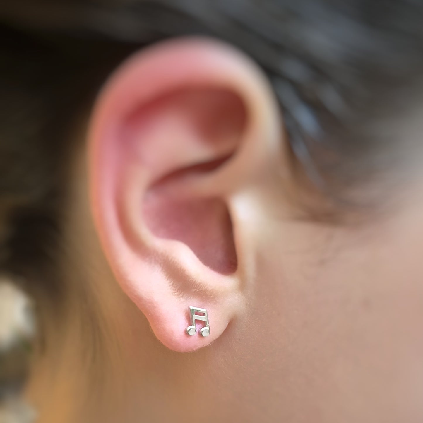 Music Note Stud Earrings - 925 Sterling Silver