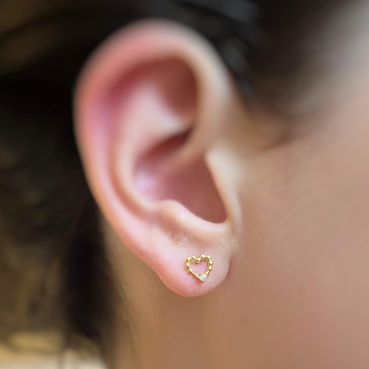 Dainty Heart Stud Earrings - 14ct Gold Plated