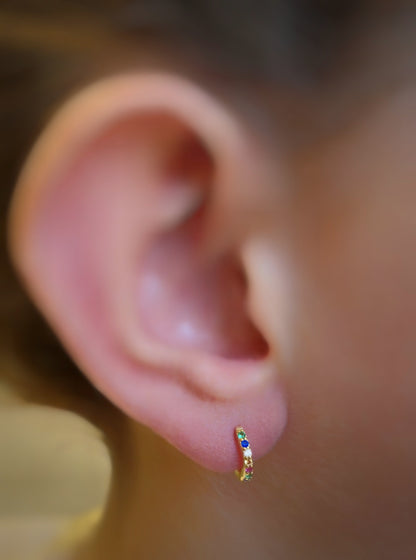 Rainbow Huggie Earrings - 18ct gold plated