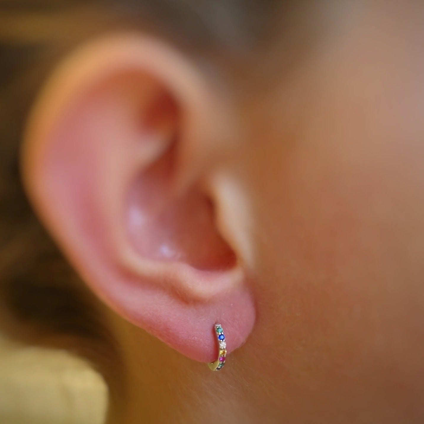 Rainbow Huggie Earrings - 925 Sterling Silver