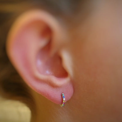 Rainbow Huggie Earrings - 925 Sterling Silver