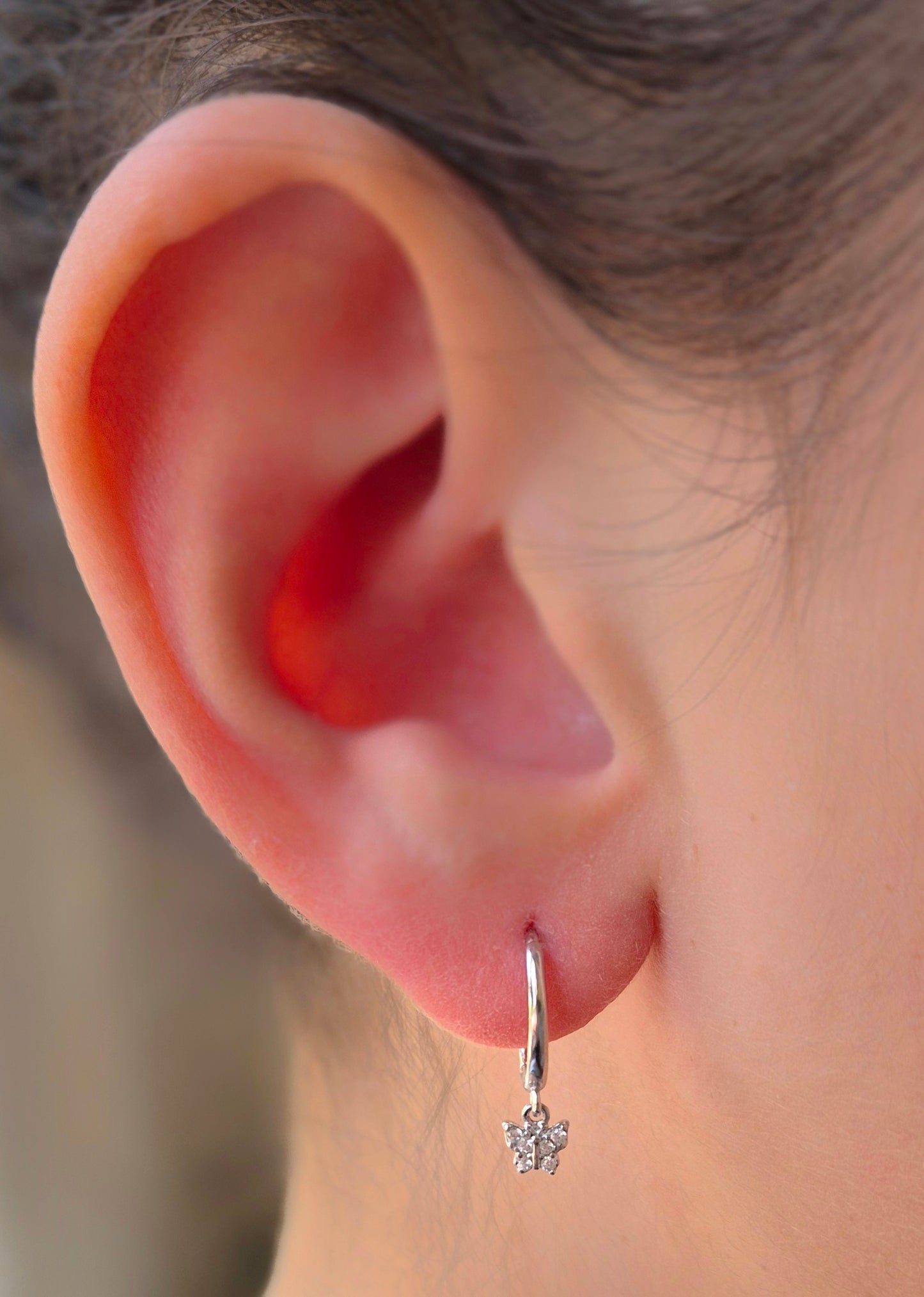 Butterfly Huggie Hoop Earrings - 925 Sterling Silver