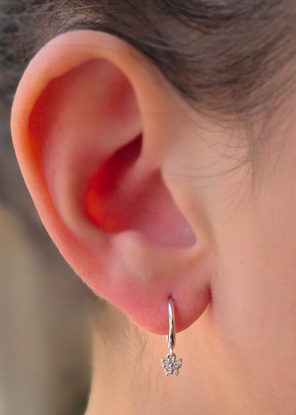 Butterfly Huggie Hoop Earrings - 925 Sterling Silver