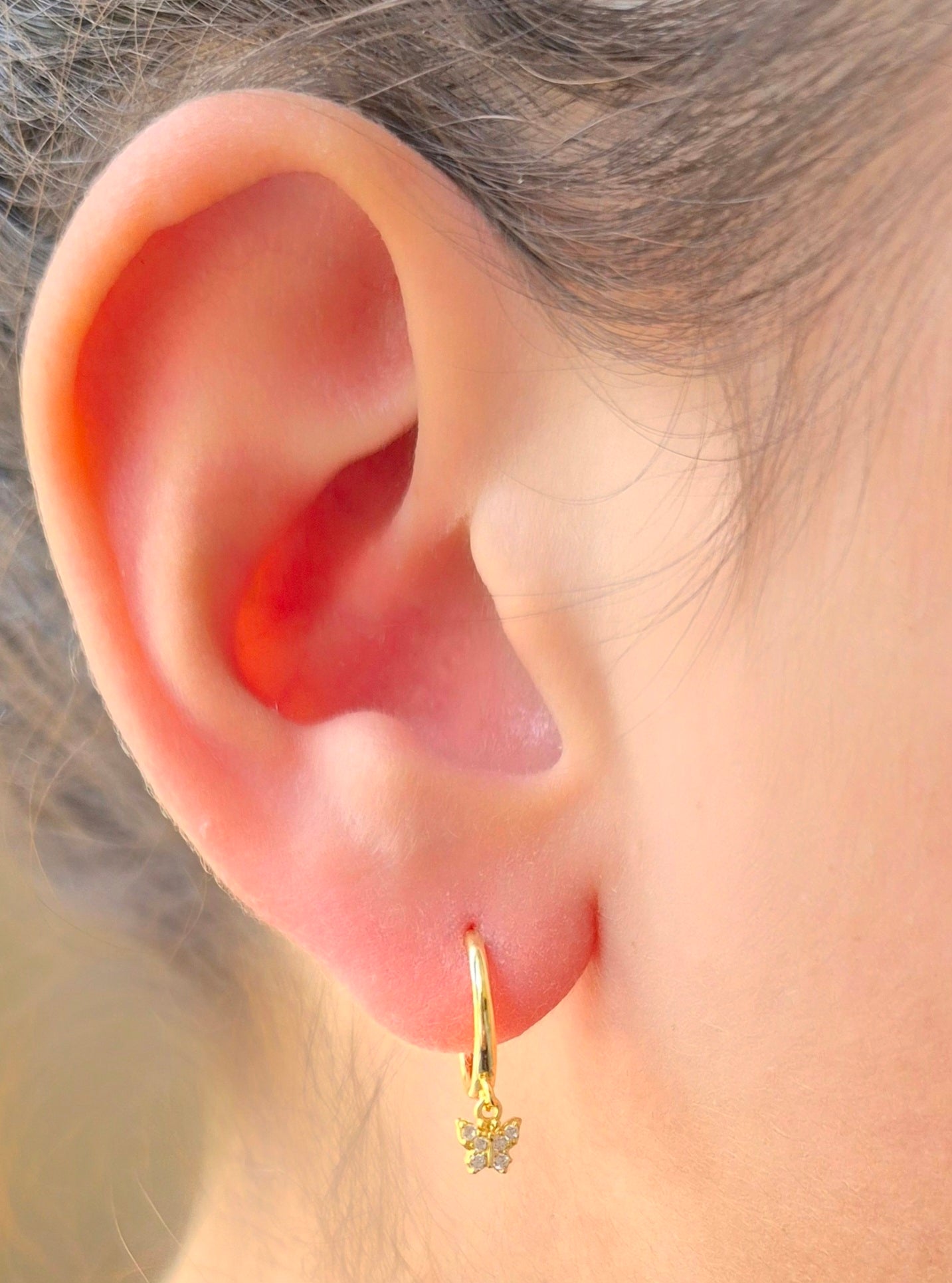 Butterfly Huggie Hoop Earrings - 14ct gold plated