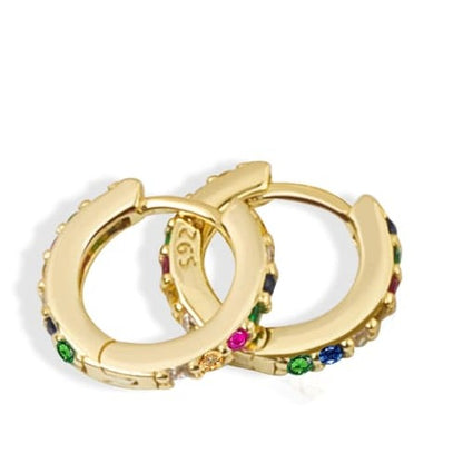 Rainbow Huggie Earrings - 18ct gold plated