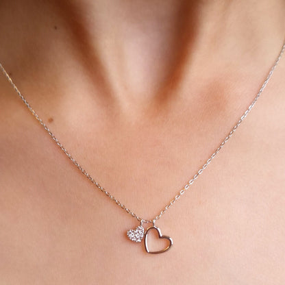 Floating Hearts Necklace - 925 Sterling Silver
