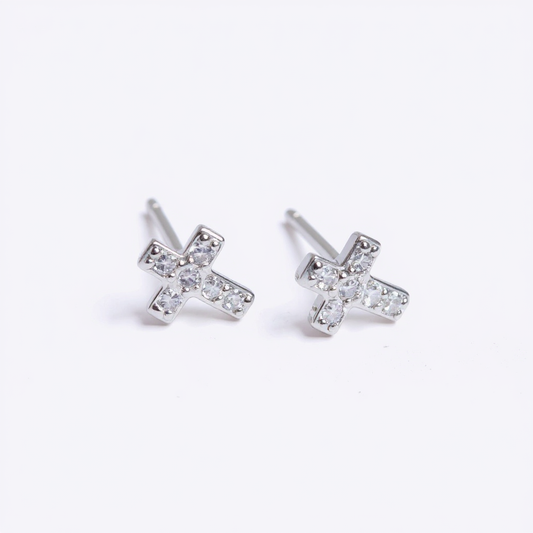 Signature Cross Stud Earrings - 925 Sterling Silver