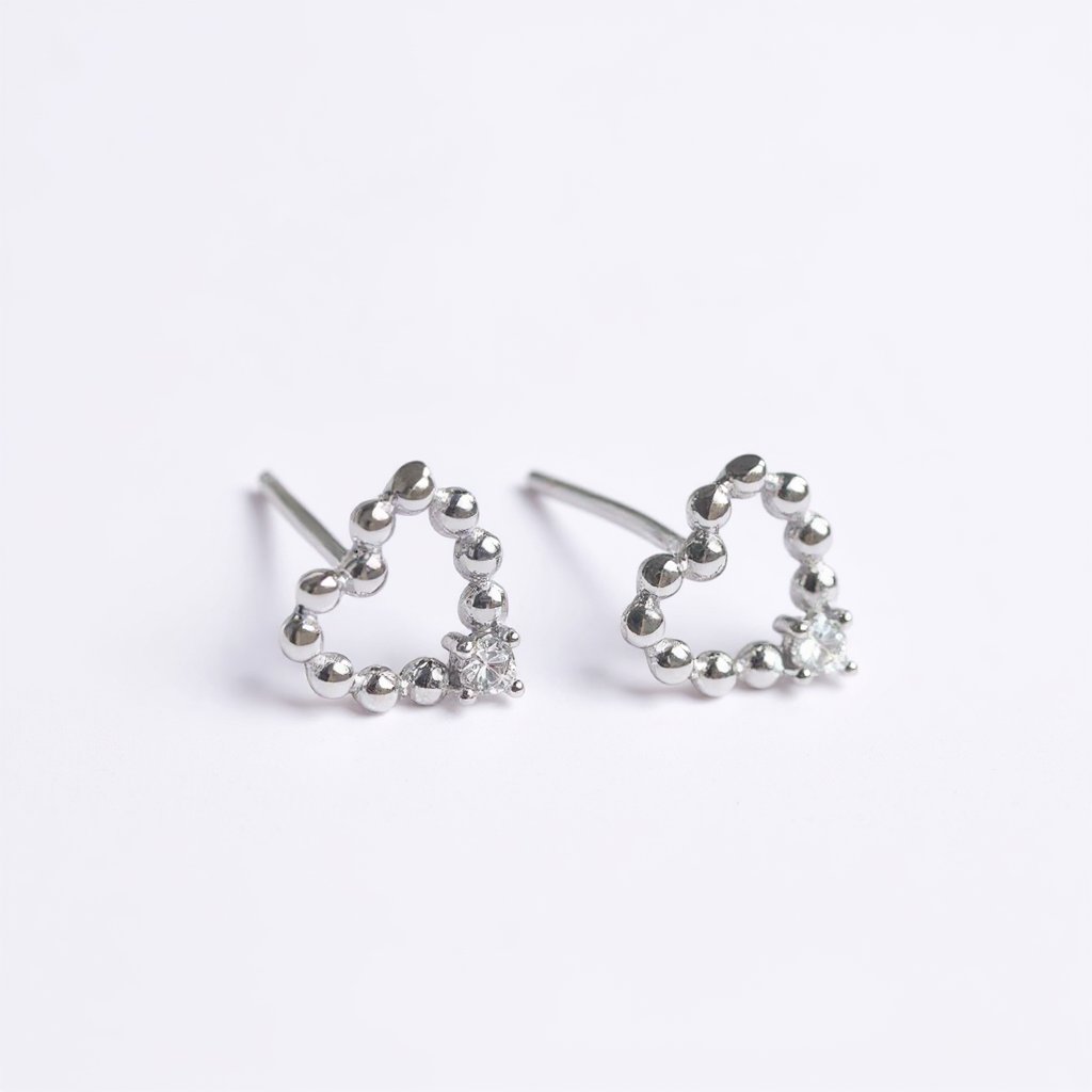 Dainty Heart Stud Earrings - 925 Sterling Silver