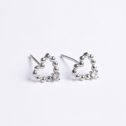 Dainty Heart Stud Earrings - 925 Sterling Silver