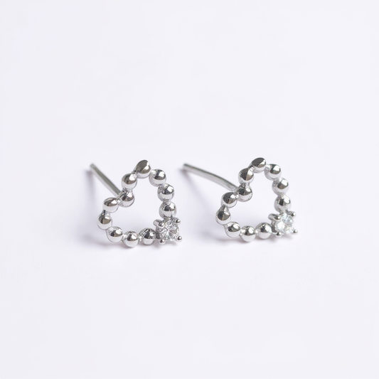 Dainty Heart Stud Earrings - 925 Sterling Silver
