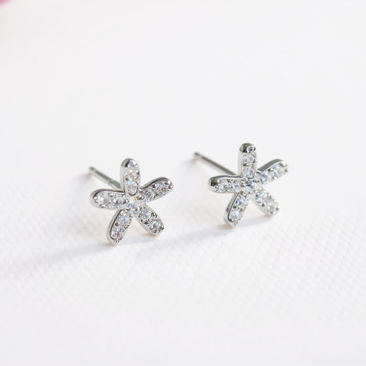 Flower Stud Earrings - 925 Sterling Silver
