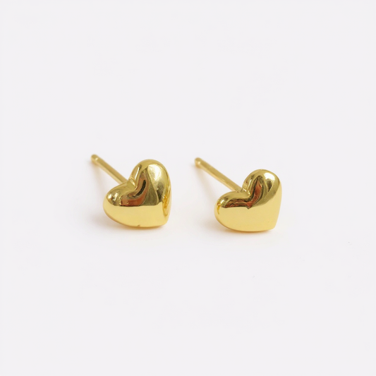Simplistic Heart Stud Earrings - 14ct Gold plated