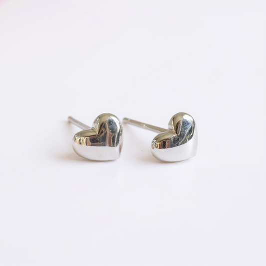 Simplistic Heart Stud Earrings - 925 Sterling Silver