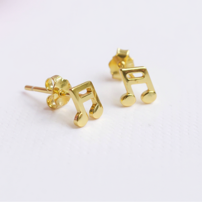 Music Note Stud Earrings - 18ct gold plated