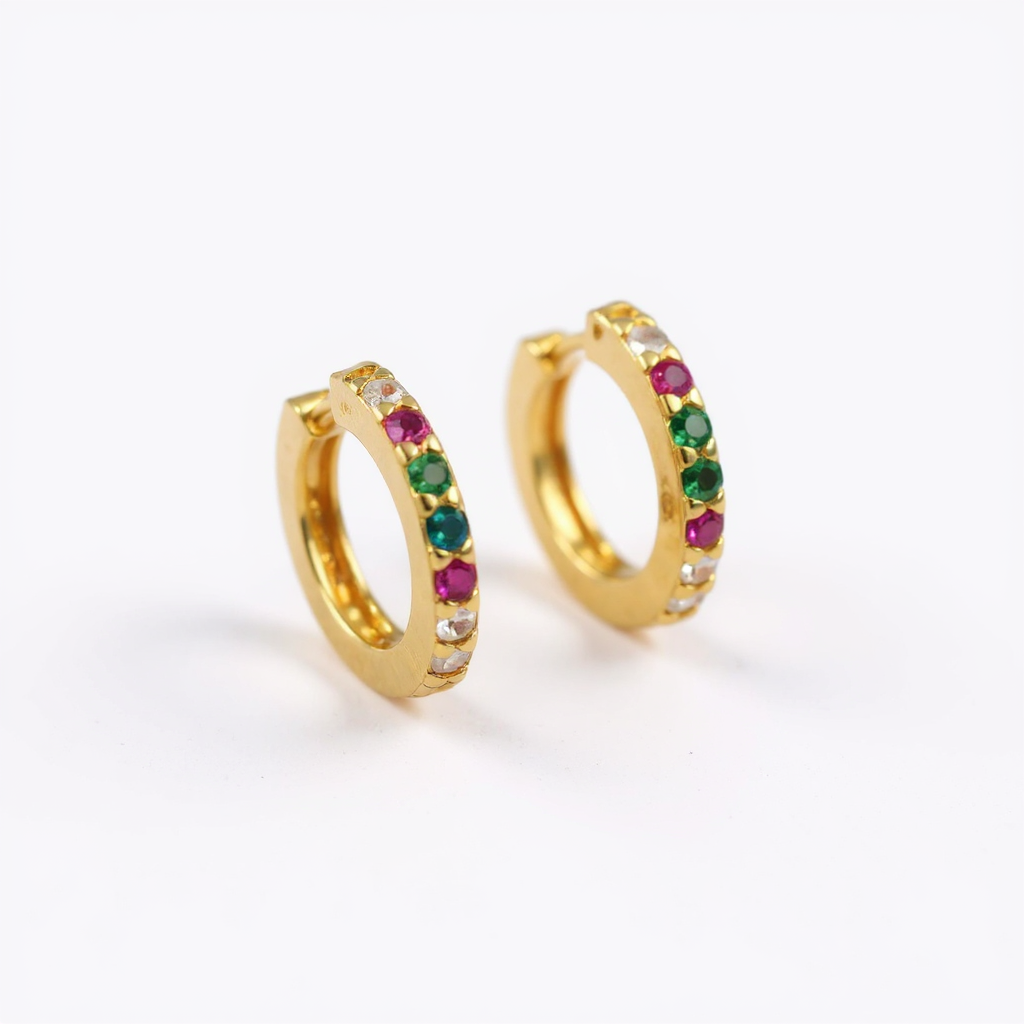 Rainbow Huggie Earrings - 18ct gold plated
