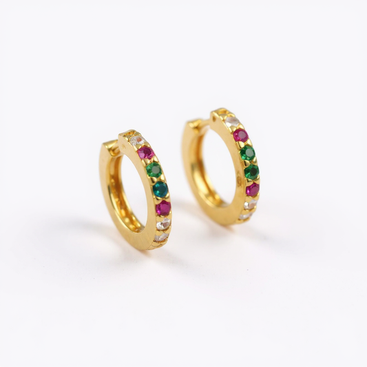 Rainbow Huggie Earrings - 18ct gold plated