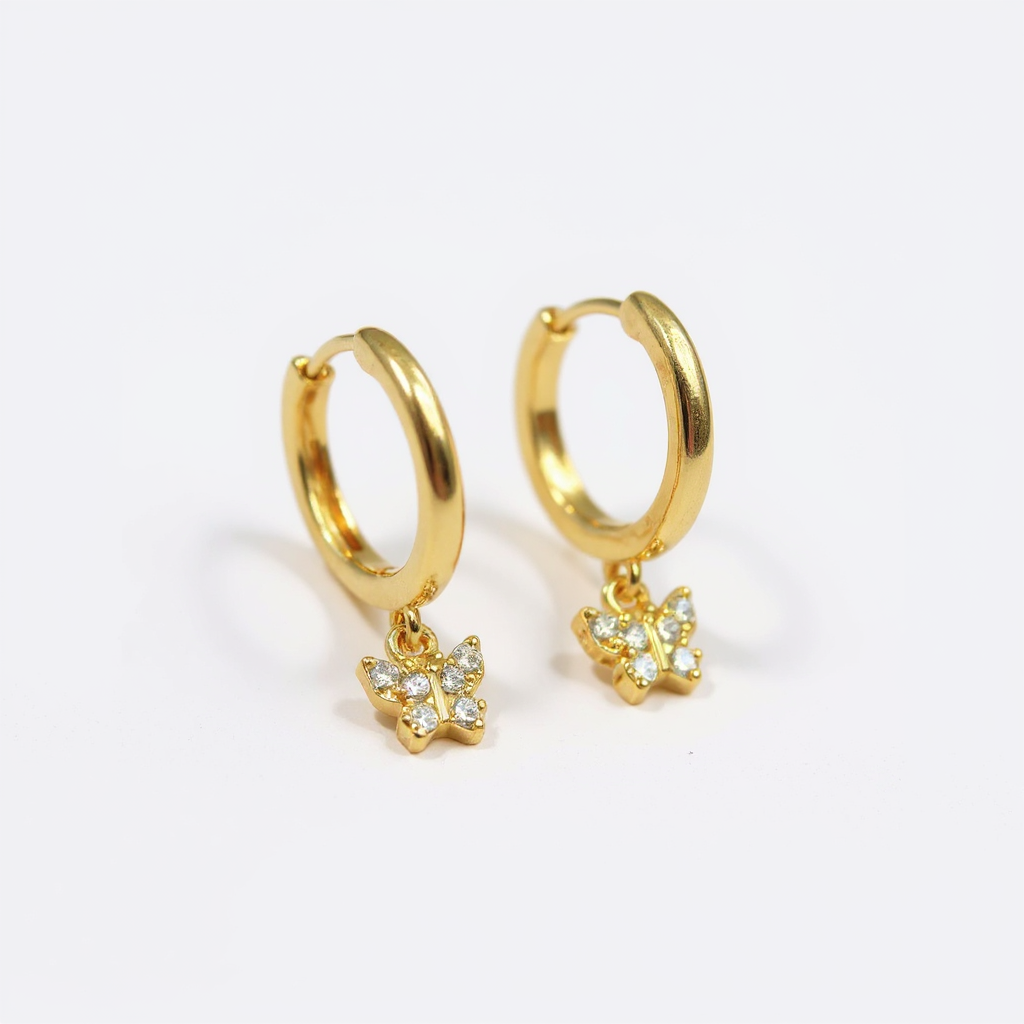 Butterfly Huggie Hoop Earrings - 14ct gold plated