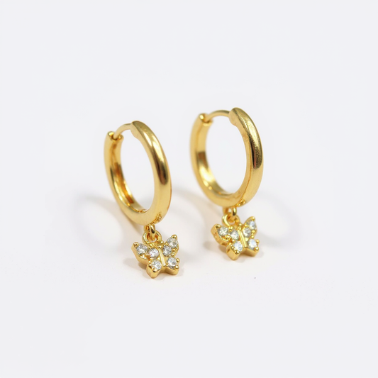 Butterfly Huggie Hoop Earrings - 14ct gold plated