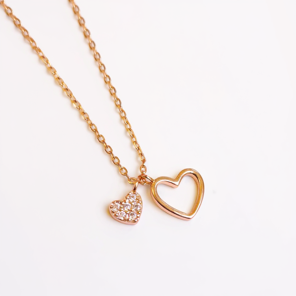 Floating Hearts Necklace - Rose Gold Plated