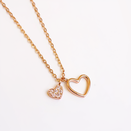 Floating Hearts Necklace - Rose Gold Plated