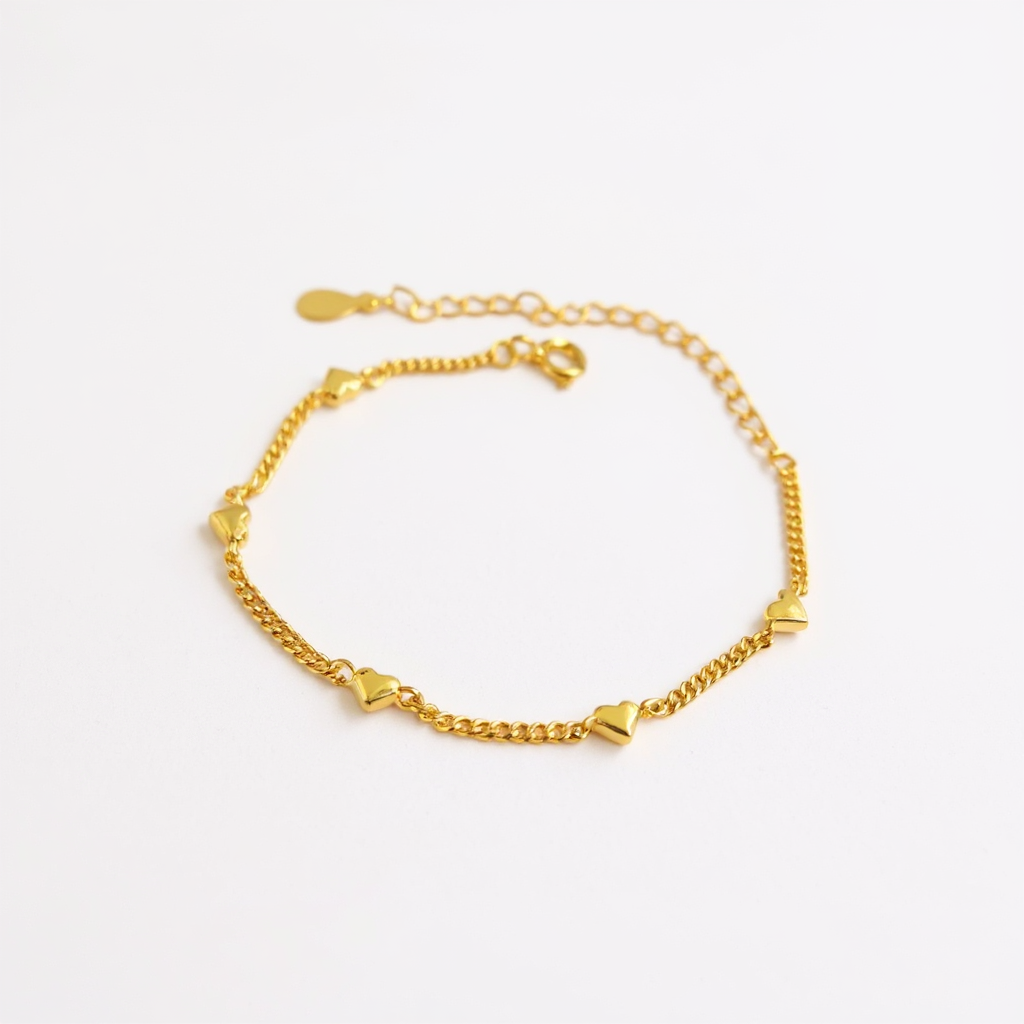 Hearts Bracelet - 14ct Gold Plated