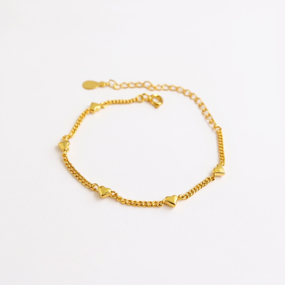 Hearts Bracelet - 14ct Gold Plated