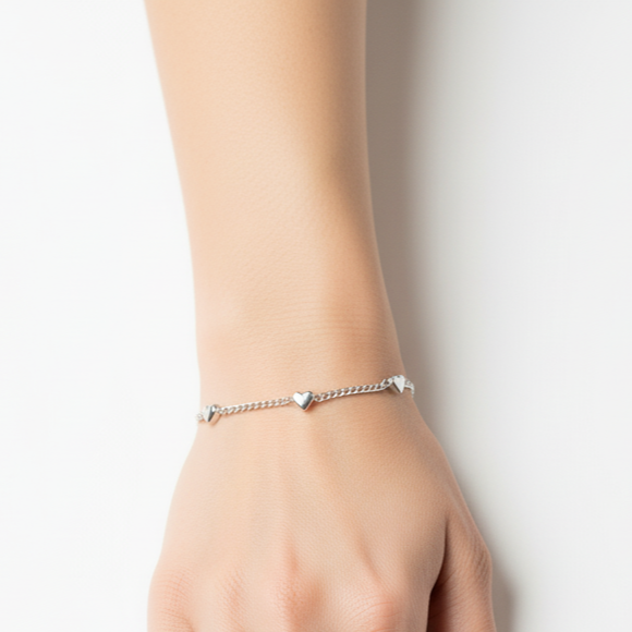 Hearts Bracelet - 925 Sterling Silver